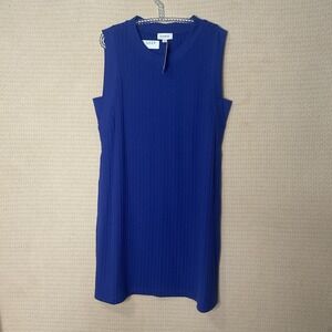 Evereve Sleeveless Sweater Dress Pullover Tunic Women's Size XL Blue Ribbed Knit